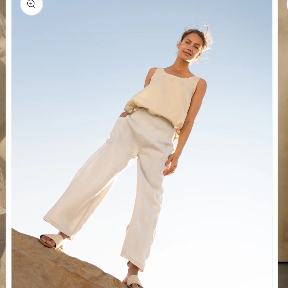 Nomad the Label Milos Linen Pants Oyster (Light Grey) - Picture 3 of 16